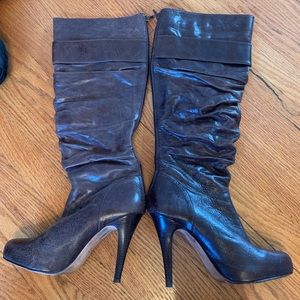 Brown Facade Heeled Boots